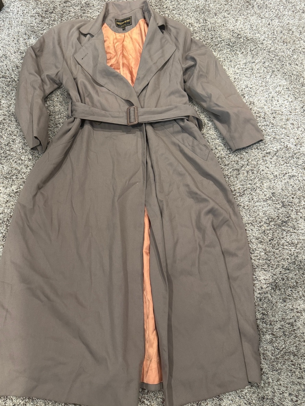 Kristen Blake Taupe Trench Coat with Peach Lining